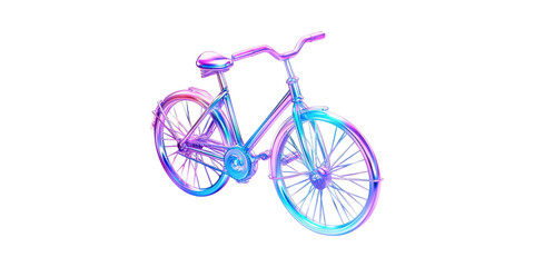 Colorful Bicycle Illustration. Futuristic Design And Eco-Friendly Transportation Concept Isolated On Transparent Background