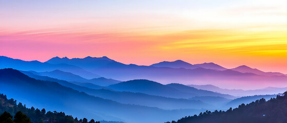 Colorful Mountain Range at Sunrise