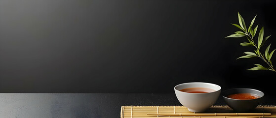 Elegant Tea Arrangement On Dark Surface