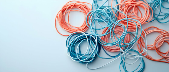 Colorful Tangled Threads On Light Background