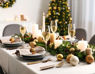 Festive Christmas dinner table setting