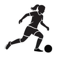 Female Soccer Player Kicking Ball Silhouette female soccer vector