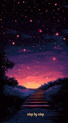 Stylish poster design using minimalist typography to emphasize the phrase "step by step" as a daily encouragement.