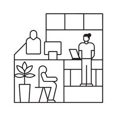 Modern Office Cubicles With Professionals