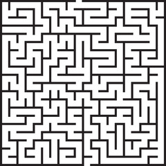 Complex Black and White Square Maze Puzzle Game Challenge