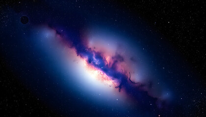 Ethereal cosmic expanse featuring the radiant heart of the galaxy, digital art. White tone