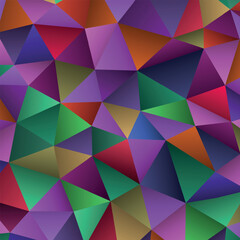 Polygonal rainbow mosaic background. Abstract low poly vector illustration. Triangular pattern in halftone style. Template geometric business design with triangle for poster, banner, card, flyer.
