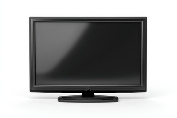 Fototapeta premium Modern flat screen television on a minimalist display against a plain white background