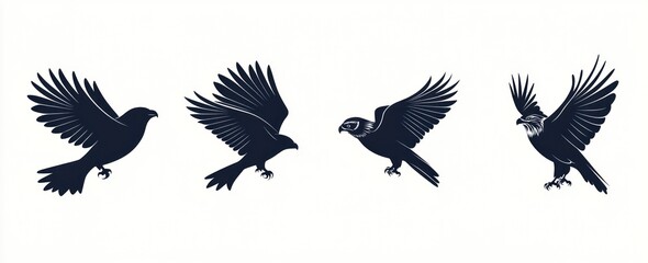 Silhouette of three birds in flight