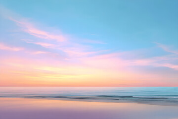 Obraz premium Serene beach sunset with colorful sky reflecting on calm ocean water