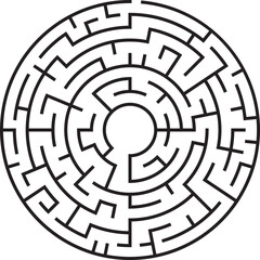 Circular Maze Puzzle Labyrinth Game, Pathfinding Challenge, Concentric Design