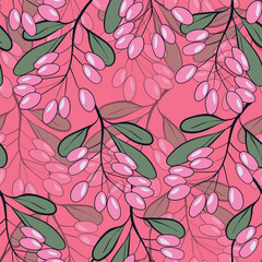 Seamless pattern with blueberry. Natural fresh ripe tasty blueberries. Vector illustration for background, packaging, textile, fabric and various other designs.