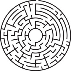 Circular Maze Puzzle Complex Labyrinth, Pathfinding Challenge, Concentric Design