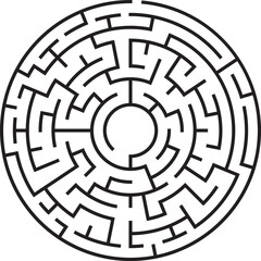 Circular Maze Puzzle Concentric Paths, Complex Labyrinth, Solution Challenge