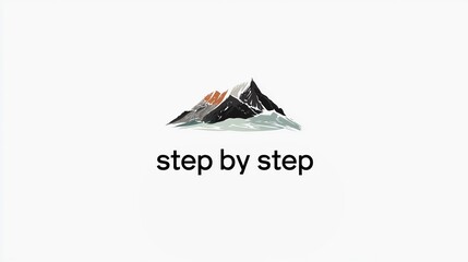 Stylish poster design using minimalist typography to emphasize the phrase "step by step" as a daily encouragement.