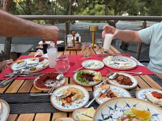 Turkish raki table with appetizer ready to eat