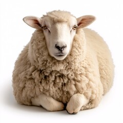 Fluffy White Sheep Grazing in Pasture. Adorable Wooly Livestock in Rural Farm Life Scene
