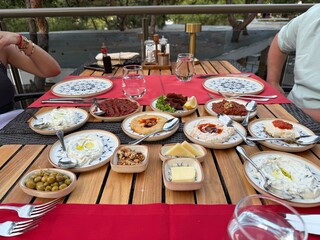 Turkish raki table with appetizer ready to eat