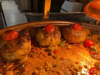 Kuzu gomlegi sarmasi Lamb shirt stuffed making, Turkish culinary culture ready to eat
