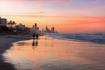 Sunset at Gold Coast on the northeastern coast of Australia