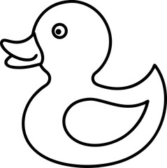 Simple outline illustration of a cheerful rubber duck for various design projects and educational resources