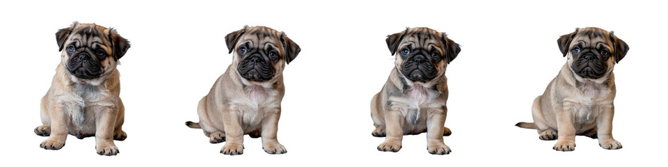 Obraz premium Pug puppy sitting isolated on white