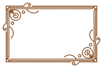 Elegant Brown Frame Design Decorative Border with Swirls and Floral Motifs