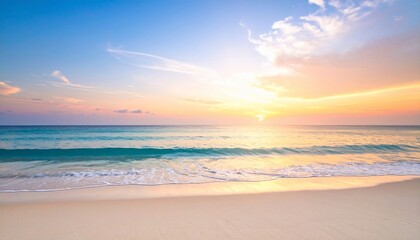 Serene Sunset Beachscape: Golden Hour at the Ocean