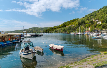 Lesa Lakeside with Scenic Views of Lake Maggiore, province of Novara, Piedmont, Italy