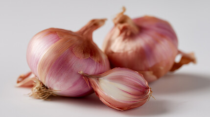Fresh Red Shallots on White Background
