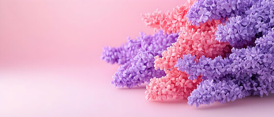 Fototapeta premium Pastel Pink And Purple Flowers Arrangement