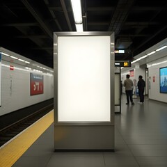 Poster Frame on Subway Platform – Underground Advertising Mockup for Urban Marketing Display