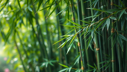 Lush green bamboo leaves thriving in a vibrant summer garden, creating a serene natural backdrop perfect for eco-friendly wallpapers and spring-themed designs., one line art. White tone