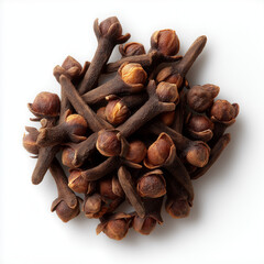 Obraz premium Pile of Dried Cloves on White Background