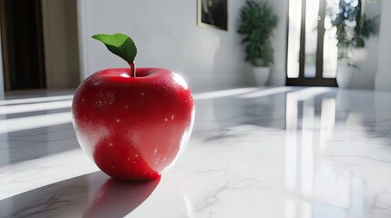 Digital illustration of a glossy red  on polished floor.