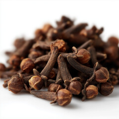 Obraz premium Pile of Dried Cloves on White Background