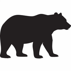 Fototapeta premium Black silhouette of a walking bear isolated on a white background vector illustration