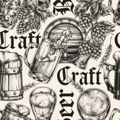 Craft beer brewing accessories pattern