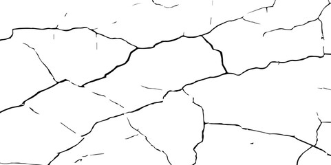 A stark, high-contrast, black and white texture image depicting a pattern of cracks, resembling distressed paint,shattered glass,or parched earth.The background is pure white,and the cracks are sharp.