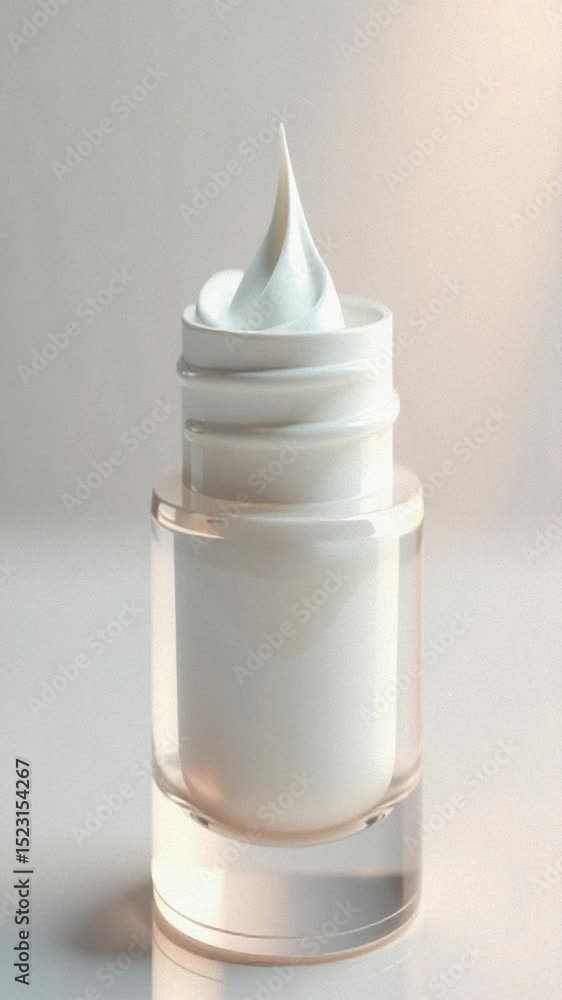 Poster A jar of cream sits on a table with a simple white background