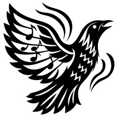 Obraz premium Musical Bird in Flight Vector Illustration