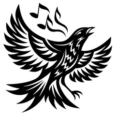 Obraz premium Soaring Bird with Music Notes Illustration