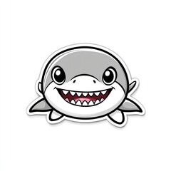 Cute cartoon shark face, stylized, smiling, and outlined