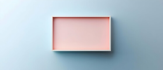 Empty White Frame Against Pale Blue Background
