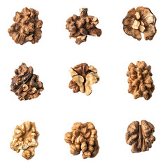 Obraz premium Raw walnuts in various stages 