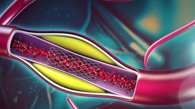 Microscopic View of a Stent Inside a Blood Vessel