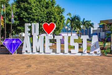 Letreiro Praça - Eu Amo Ametista - Ametista do Sul - RS