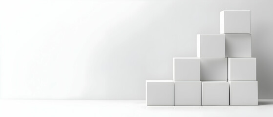 Fototapeta premium White Stacked Cubes on White Background