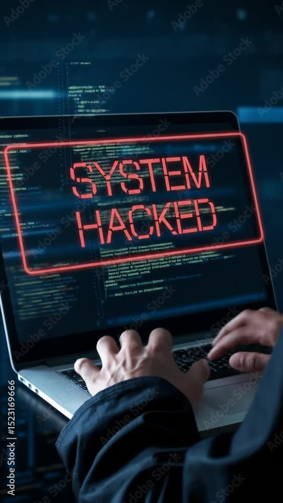Poster multiple figures simultaneously hack systems, screens displaying 