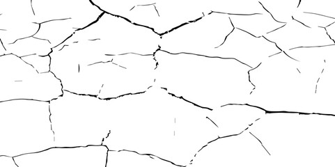 Obraz premium Generate a high-contrast, detailed image of a finely cracked white surface. The cracks should appear as thin, dark lines forming an intricate network across the white background, 